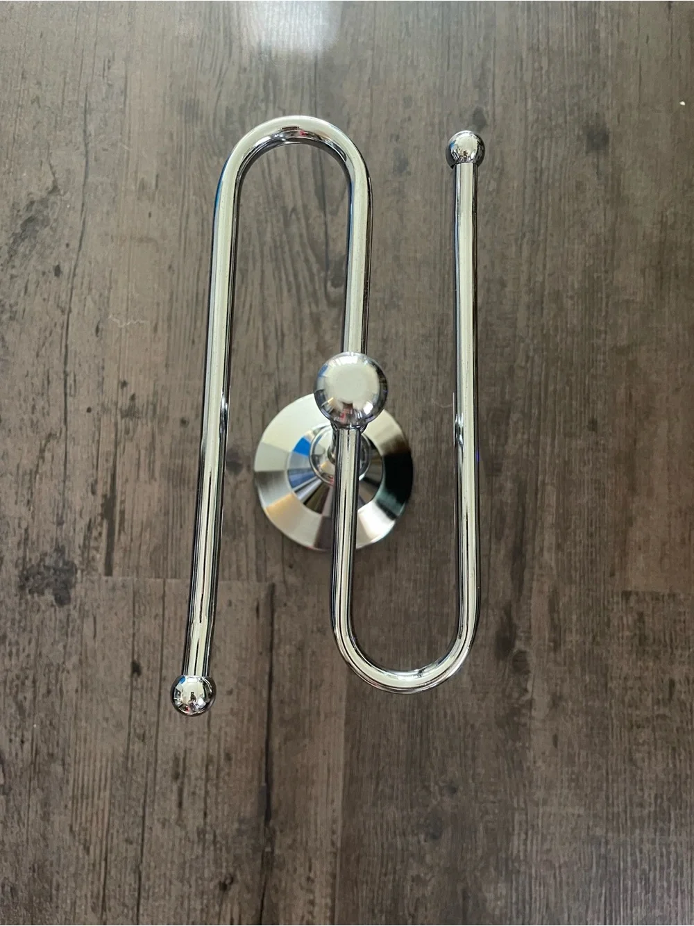 Chrome Double Arm Towel Stand - Polished Silver